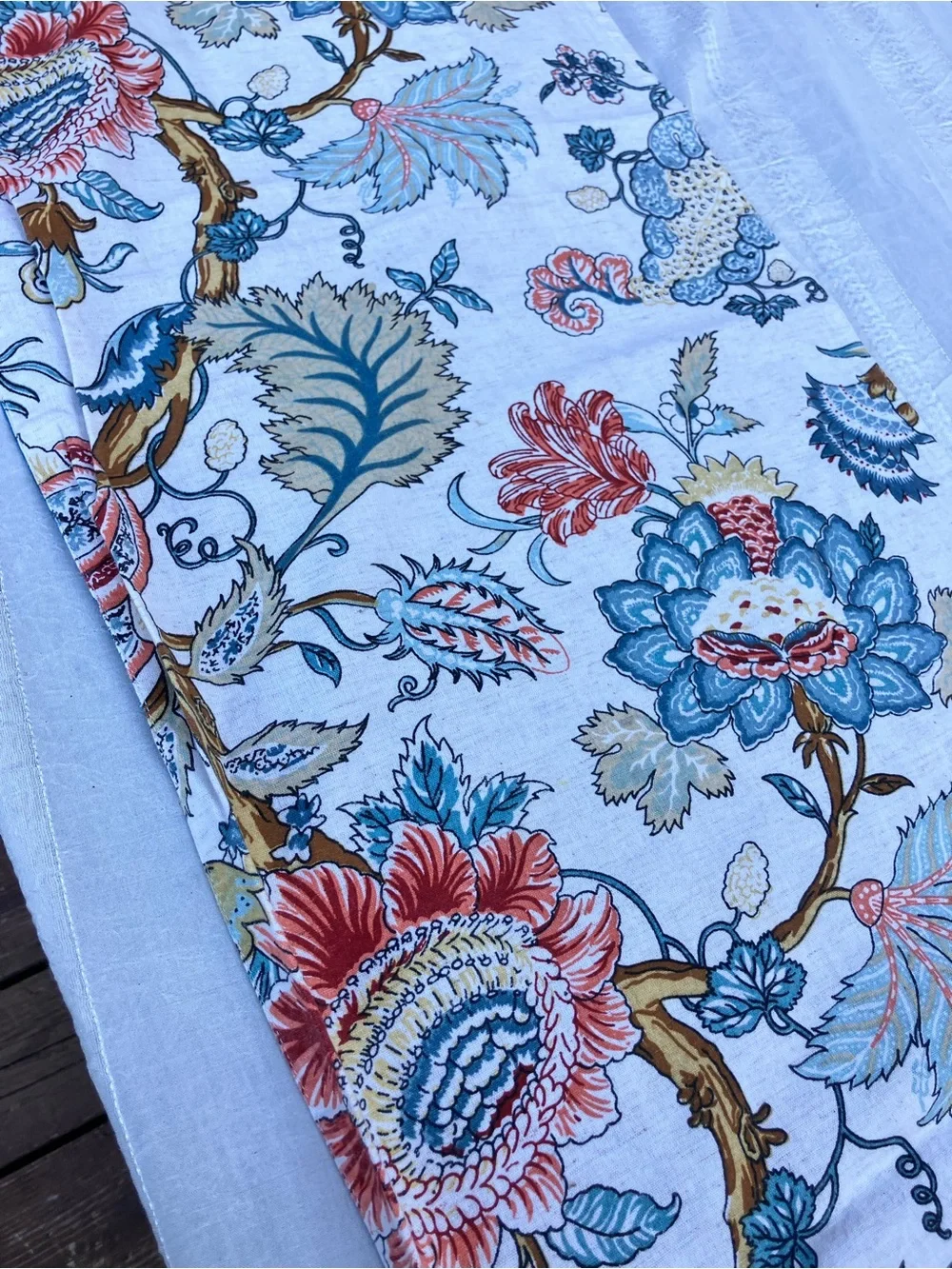 Floral earthy table runner handmade 84”